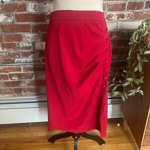 Celine Elegant Red Button-Detail Skirt size XL